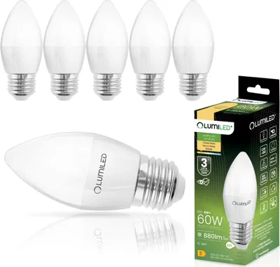 Produktbild von LUMILED 6 Stück B35 E27 Fassung LED Lampe 8W (ersetzt 60W) 880 Lumen Kerze Milch Glas Leuchtmittel in Kerzeform 3000K Warmweiß Birne Lampen 180° Grad Abstrahlwinkel LED Lampen Kerzenbirnen 6er Pack