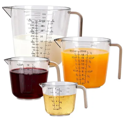 Image de Ensemble de gobelets doseurs, 4 tailles : 150/300/600/1000 ml, en plastique sans BPA, de couleur noire