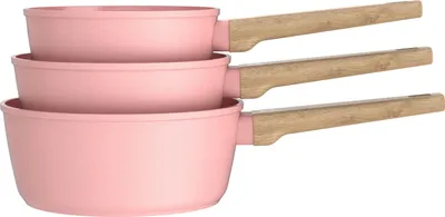 Immagine prodotto di set di 3 pentole - Adatte a tutti i tipi di piano cottura, compresa l'induzione - ARTHUR MARTIN - AM0702 - Rivestimento in Vetroceramica - Ø 16-18-20 cm - Rosa