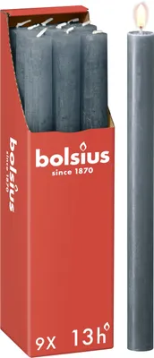 Produktbild von Bolsius - Rustik Stabkerzen - Dunkelblau - 9 Stück - 27 x 2.3 cm - Länge Brennda