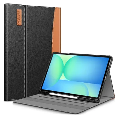Produktbild von Fintie Hülle für Samsung Galaxy Tab S10 FE+ Plus 13.1 Zoll 2025 Tablet, Folio Schutzhülle mit Multi-Winkel Betrachtung, S Pen Halter und Dokumentenfach, Schwarz
