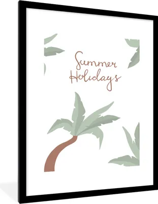 Produktbild von MuchoWow® Gerahmtes Poster Sommer - Zitat - Palme 60x80 cm - Poster mit Schwarzem Bilderrahmen Wandposter Rahmen Foto Bilder - Wohnzimmer - Dekorationen - Prämie