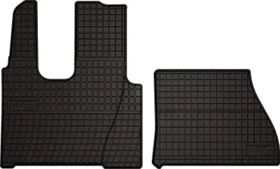 Produktbild von Gummifußmatten passend für Mercedes Actros MP4 (Lastkraftwagen, breites Fahrerhaus, Bj. 2011-2019) –  schwarz, passgenau, mit Befestigungen set 2 Stk. - Gummi-Automatten