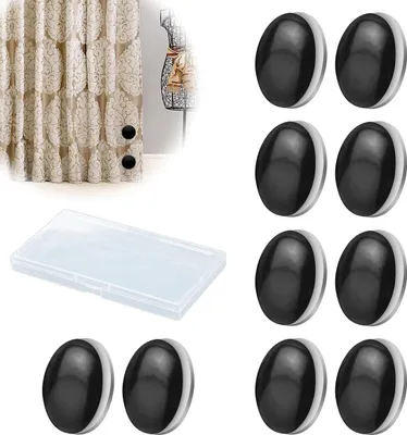 Produktbild von 10er Set Magnetische Vorhanggewichte, Schwarz – Magnetische Tischdecken- & Duschvorhanghalter, Windfeste Magnetclips, Ø 4 cm, starke Fixierung