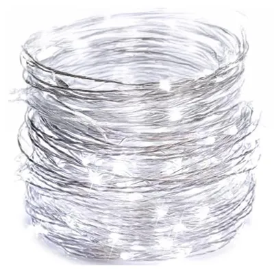 LED-Lichtschnur, Kupferdraht, 4 m, kaltweiß, batteriebetrieben