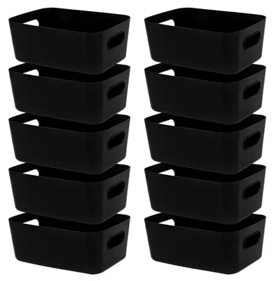 Obrázek produktu pro Skladovací boxy z plastu, 30 cm, černá barva, 10 kusů