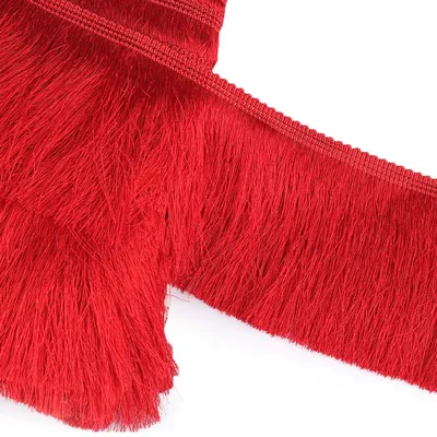 Fransenborte 90mm breit Borte Zuschnitt ab 1m Meterware Quastenborte Zierborte Farbwahl rot