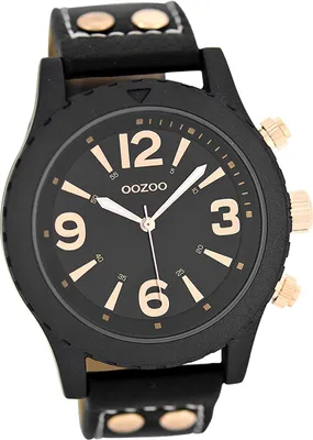 Produktbild von Oozoo Leder Herren Uhr matt Analog Quarzuhr Armband schwarz Timepieces D2UOC6114A