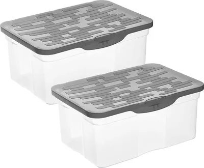 Produktbild von Rotho 2er Set Aufbewahrungsboxen mit Klappdeckel RANGER - Kunststoffbox 13L - Stapelbox je 33,5 x 27 x 18 cm - Lagerbox aus Kunststoff - Box stapelbar