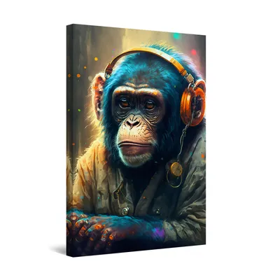 Obrázek produktu pro Startonight Canvas Wall Art - Music Colorful Monkey - Malba 60 x 90 cm