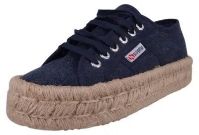 Produktbild von Superga Damen Low Sneaker 2740 Platform Baumwolle Stone Wash Rope Low Top S6145EW Blau