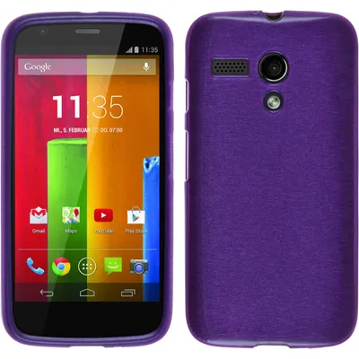 Produktbild von PhoneNatic Case kompatibel mit Motorola Moto G - lila Silikon Hülle brushed + 2 Schutzfolien