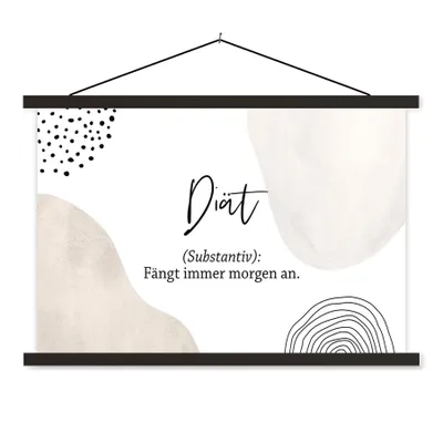 Produktbild von MuchoWow® Textilposter Diät - Sprichwörter - Definition von Diät - Zitate - Wörterbuch 120x80 cm mit schwarzem Rahmen - Wanddeko