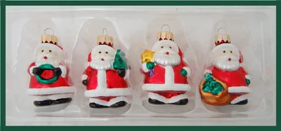 Produktbild von Krebs Glas Lauscha Weihnachtsbaumschmuck 4er Set Mini Figuren - Weihnachtsmann - aus Glas - ca. 4 cm