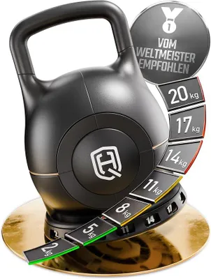 Imagen del producto de Mancuerna ajustable tipo kettlebell [con revestimiento de pintura en polvo] - Peso ajustable de 2 a 20 kg