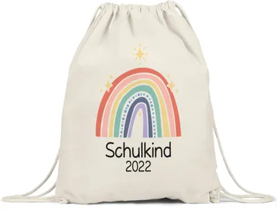 Produktbild von Schulkind 2022 Turnbeutel Gymsack  Einschulungsgeschenk Grundschule 1. Klasse Schulstart Sterne Regenbogen