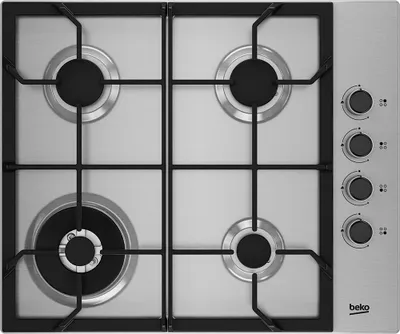 Produktbild von Beko HIBW64125SX, Edelstahl, Integriert, 61 cm, Gaskochfeld, Edelstahl, 4 Zone(n)