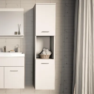 Produktbild von Hochschrank 'Krildihana' mit 2 Türen wandmontiert 131 x 30 x 30 cm Weiß