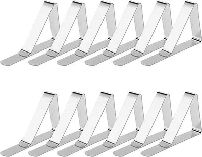Produktbild von Stahl Tafelkleid Klemmen - 12 Stück - Silber