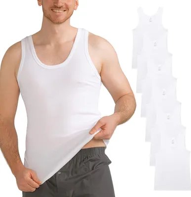 Produktbild von 6er Pack Herren Unterhemd DOPPELRIPP Classic Tank Top Weiss Größe L