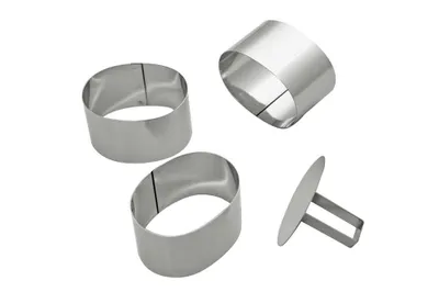 Produktbild von Schaumspeisering Dessertform Mousse-Ring Schaumgebäckringe 4er Set Oval Edelstahl