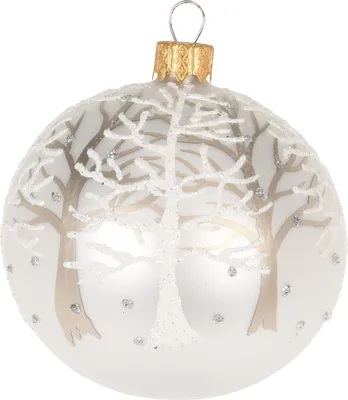 Image de Boule de Noël en verre avec arbre tombé, perle (8 cm)