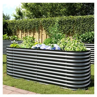 Produktbild von Garten-Hochbeet 240 x 80 x 81 cm aus verzinktem Stahl in Grau, Palettenrahmen, Hochteich, Gemüsebeet, Kräuterregal für Balkon, Blumenbeet, Kräuterspirale, Tomatenbeet, Pflanzhochbeet