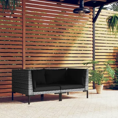 Produktbild von 2024 Moderne Gartensofas Gartensofas 2 Stk. mit Kissen Halbrundes Poly Rattan 777087