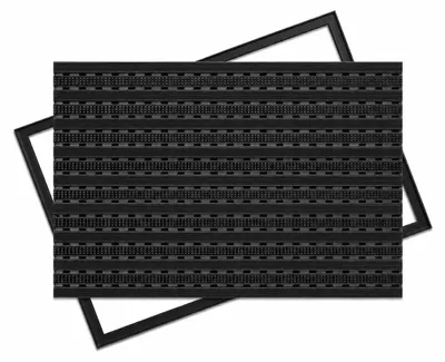 Produktbild von POLENTEX Aluminium Fußmatte für Türen, 90x60 cm, 17 mm Profilhöhe, Premium Black, Bürste + Gummi, Farbe: Schwarz, für Innen- und Außenbereiche