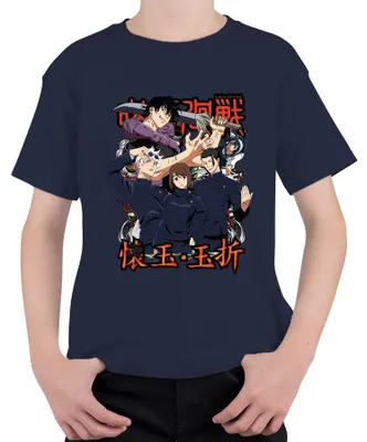 Produktbild von Jujutsu Kaisen Anime Manga Fluchmagie Sukuna Gojo Yuji Geschenk Kinder T-Shirt, Navy, 140