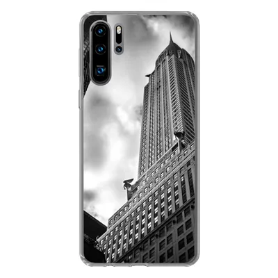Produktbild von MuchoWow® Handyhülle Schutzhülle Hülle für Huawei P30 Pro Chrysler Building in New York von unten nach oben in Schwarz-Weiß Silikon Softcase Handy Hülle - Schutzdeckel