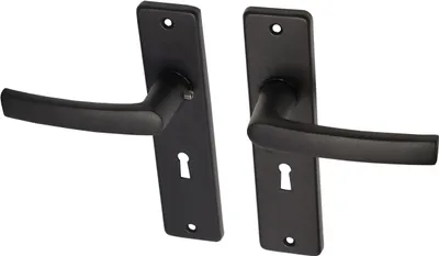 Immagine prodotto di Maniglie per porte su rosetta nera con scudo modello blocco alluminio - Per set