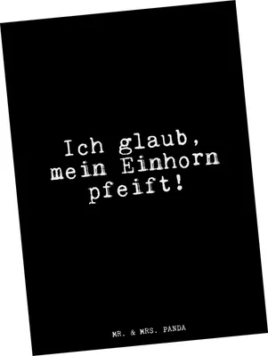Produktbild von Mr. & Mrs. Panda Ansichtskarte Ich glaub, mein Einhorn... - Schwarz - Geschenk, Postkarte, Einhorn, Schwein, Realität, bildkarte, Sprüche, witzig, Menschen, Postkarten