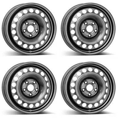 Productafbeelding van 4 stalen velgen, 6.5Jx16 inch, ET48, 5x112 boutgaten, geschikt voor Volkswagen Touran. Set van 4