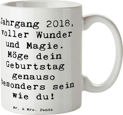 Produktbild von Mr. & Mrs. Panda Tasse Spruch 2018 Geburtstag - Weiß - Geschenk, Feier, Wunder, Kaffeetasse, bedruckt, Geburtstagskind, für kaffee, Happy Birthday, Alter, mit, Becher