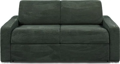 Produktbild von Express 3-Sitzer Schlafsofa in grünem Kord - Schlafbereich mit 140 cm breiten Latten - 14 cm Matratze - CALITO