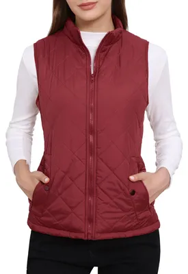 Productafbeelding van Allegra K dames vest met opstaande kraag, rits voorzijde, gewatteerd en met padding. Maat: [Maat].