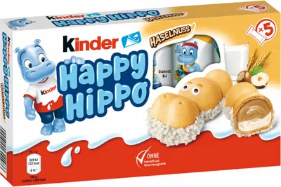 Produktbild von Ferrero Kinder Happy Hippo Haselnuss 6er Pack (6x5 Riegel) + usy Block