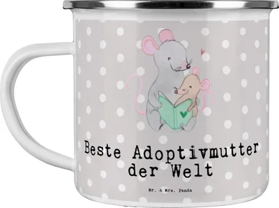 Produktbild von Mr. & Mrs. Panda Teetasse Maus Beste Adoptivmutter der Welt - Grau Pastell - Geschenk, Pott, Mutter, Tochter, Kaffeepott, Reisebecher, Muttertag, Haferl, Geschenkidee, Ma