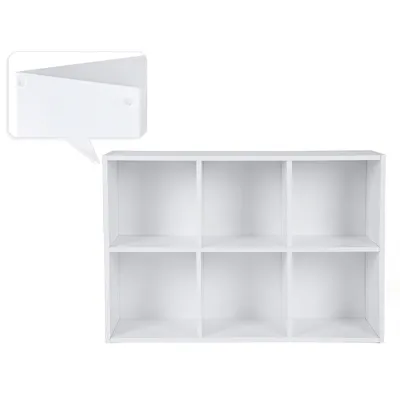 Produktbild von VASAGLE Bücherregal mit 6 Fächern weiß Holzregal 65,5 x 97,5 x 30 cm freistehend schmal und stabil Würfelregal Weiß LBC203D