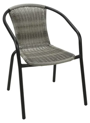 Stabiler Polyrattan Bistrostuhl Stapelstuhl Grau meliert / schwarz