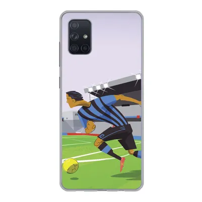 Produktbild von MuchoWow® Handyhülle Schutzhülle Hülle für Samsung Galaxy A71 Eine Illustration von Spielern, die in einem Stadion Fußball spielen - Junge - Mädchen - Kinder Silikon Softcase Handy Hülle - Kartenbesitzer