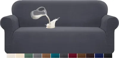 Obrázek produktu pro Voděodolný potah na pohovku z elastického žakárového Elastanu s protiskluzovou pěnou (třímístný, šedý)