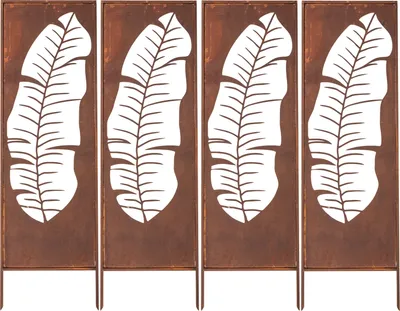 Produktbild von Sichtschutz Metal 4x - 160 x 50 cm - Edelrost - Rostoptik Sichtschutz für Garten - Sichtschutzelement - Sichtschutzwand - Gartendekoration Zaun Rost