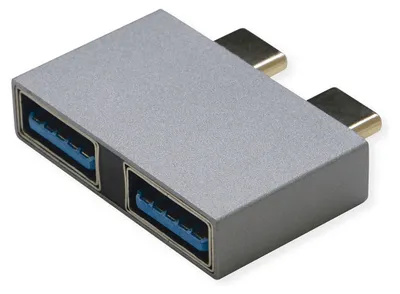 Imagen del producto de Adaptador ROLINE USB 3.2 Gen 2, 2 puertos USB Tipo C - 2 puertos Tipo A, color gris plateado