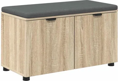 Immagine prodotto di Panca da ingresso con cuscini e mensola vidaXL in rovere Sonoma 80 x 38 x 46 cm