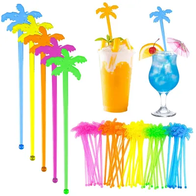 Productafbeelding van Set van 50 Cocktailroerstaafjes met Palmendesign 17,6 cm