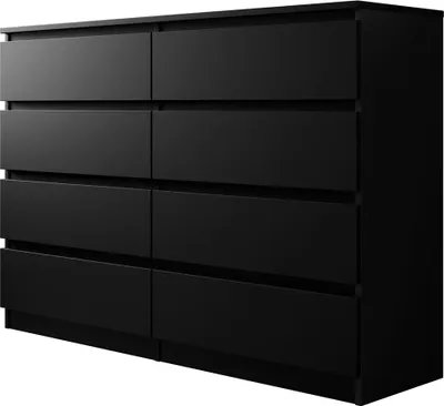 Produktbild von MIRJAN24 Kommode Malwa M8 140, Stilvoll Sideboard mit 8 Schubladen, Schlafzimmer Highboard, Modern Kollektion (Schwarz)