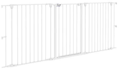 Obrázek produktu pro Ochranná mříž pro psy, skládací ocelová konstrukce, 3 panely, bílá, 206 x 90 cm