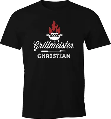 Produktbild von Herren T-Shirt personalisierbar Grillmeister [Name] Fun-Shirt Moonworks® schwarz S